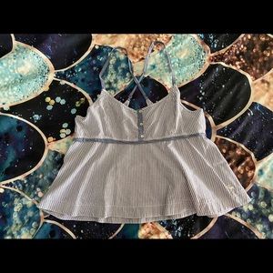 A&F Blue & White Striped Tank